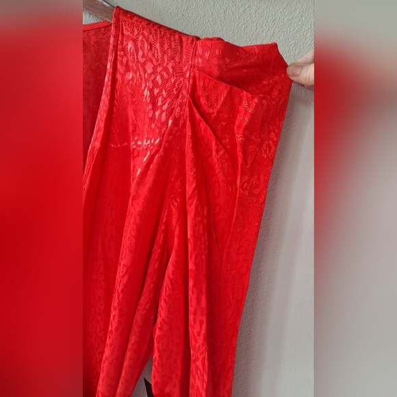 NWT Eloquii Womens Red Animal Print Plus Satin Puff Wrap Midi Dress Size 18 - Picture 7 of 10